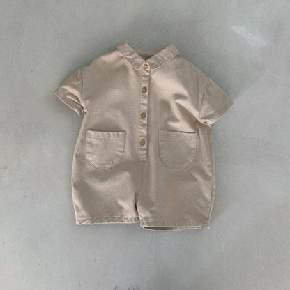 -キッズジャンプスーツ デニム 半袖つなぎ ショートジャンプスーツ 2カラー【mh0006051】 - mamahalo shop - 半袖ジャンプスーツ -  べビー服 - 子供服 - 男の子 - 女の子