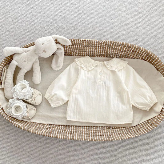 -ベビートップス 長袖ビッグ襟ブラウス きのこうさぎ刺繍【mh0006397】 - mamahalo shop - 長袖シャツ・ブラウス -  べビー服 - 子供服 - 男の子 - 女の子