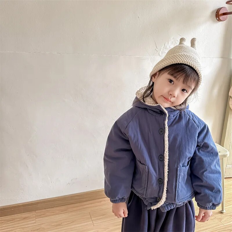 -キッズ レターロゴ 裏ボアフリース ジャンパー ジャケット コート アウター - mamahalo shop - ショートコート・ジャケット・ジャンパー -  べビー服 - 子供服 - 男の子 - 女の子