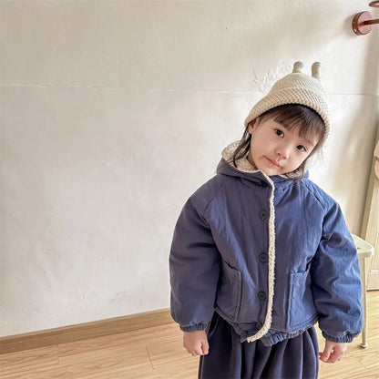 -キッズ レターロゴ 裏ボアフリース ジャンパー ジャケット コート アウター - mamahalo shop - ショートコート・ジャケット・ジャンパー -  べビー服 - 子供服 - 男の子 - 女の子