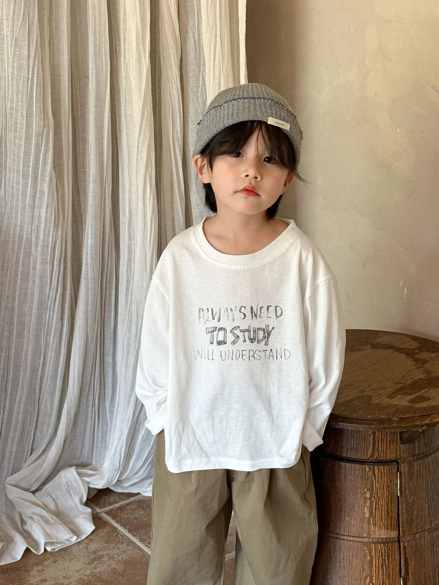 -キッズトップス 長袖Tシャツ レターロゴプリント 2カラー【mh0006155】 - mamahalo shop - 長袖Tシャツ -  べビー服 - 子供服 - 男の子 - 女の子