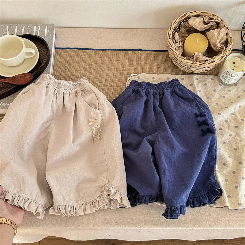 -キッズパンツ 裾フリルワイドルーズクロップドパンツ 2カラー【mh0006851】 - mamahalo shop - ロングパンツ・スウェットパンツ -  べビー服 - 子供服 - 男の子 - 女の子