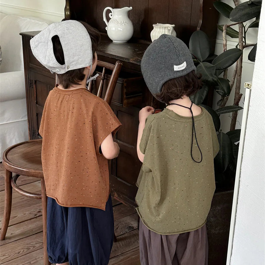 -キッズトップス ビッグシルエット ルーズTシャツ 3カラー【mh0005378】 - mamahalo shop - 半袖Tシャツ -  べビー服 - 子供服 - 男の子 - 女の子