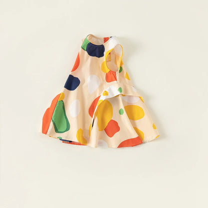 -キッズワンピース カラフルノースリーブAラインドレスワンピース 幾何学ビタミンカラー【mh0004858】 - mamahalo shop - ノースリーブワンピース -  べビー服 - 子供服 - 男の子 - 女の子