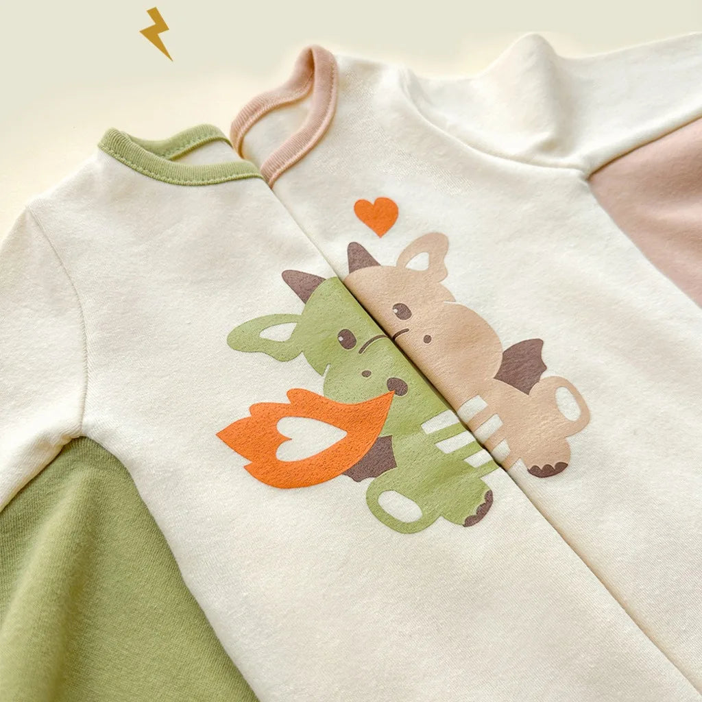 -ベビーロンパース 恐竜ダイナソー長袖ボディスーツ+帽子セット コスチューム 2カラー - mamahalo shop - 長袖ロンパース -  べビー服 - 子供服 - 男の子 - 女の子