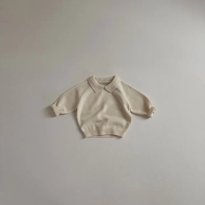 -キッズトップス ポロ襟ニットセータートップス ボーダー/無地3カラー - mamahalo shop - ニット・セーター -  べビー服 - 子供服 - 男の子 - 女の子