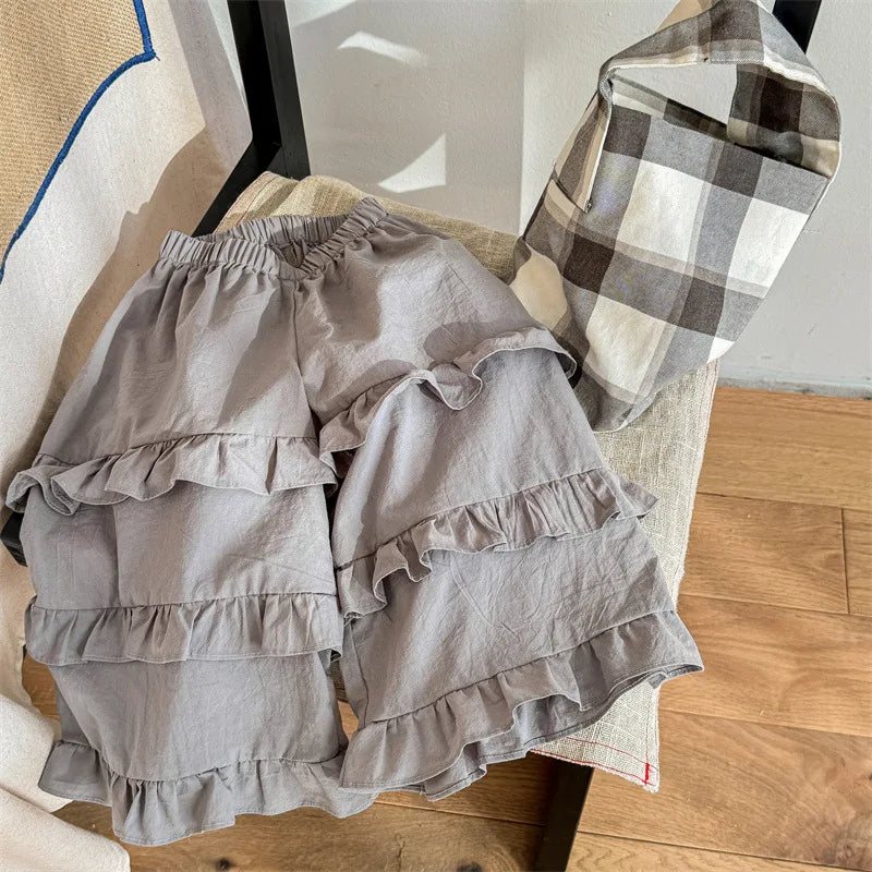 -キッズパンツ ティアードフリルロングワイドルーズパンツ 3カラー - mamahalo shop - ロングパンツ・スウェットパンツ -  べビー服 - 子供服 - 男の子 - 女の子