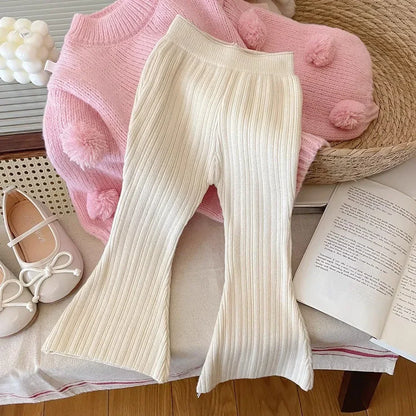 -キッズトップス/パンツ ぽんぽんルーズニットセーター/ニットフレアパンツ - mamahalo shop - 長袖セットアップ -  べビー服 - 子供服 - 男の子 - 女の子