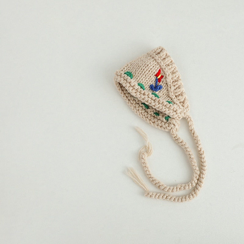 -ベビー キッズ ニット フラワー 刺繍 ヘアバンド ヘッドバンド ヘッドドレス ガールズ【mh0002431】 - mamahalo shop - ヘアアクセサリー -  べビー服 - 子供服 - 男の子 - 女の子