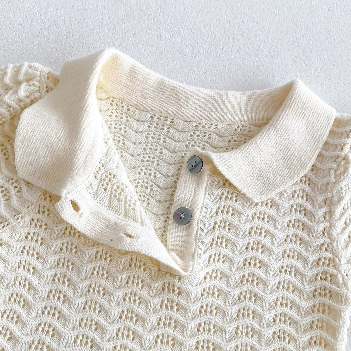 -ベビーキッズワンピース サマーニット 半袖ポロシャツワンピース 2カラー【mh0005286】 - mamahalo shop - 半袖ワンピース -  べビー服 - 子供服 - 男の子 - 女の子