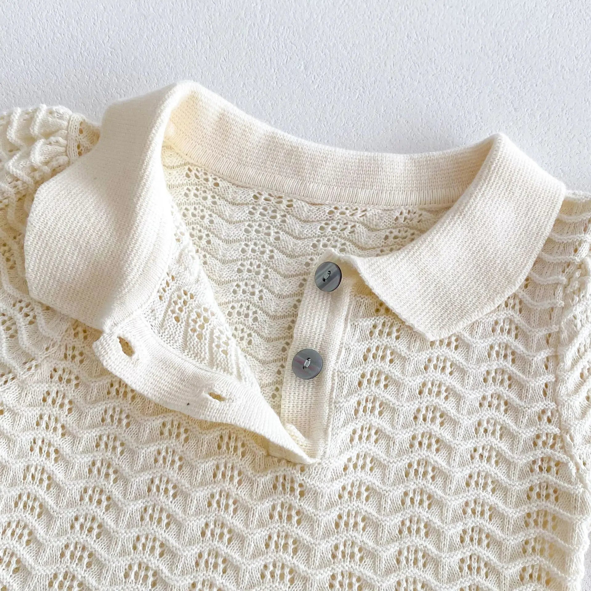 -ベビーキッズワンピース サマーニット 半袖ポロシャツワンピース 2カラー【mh0005286】 - mamahalo shop - 半袖ワンピース -  べビー服 - 子供服 - 男の子 - 女の子