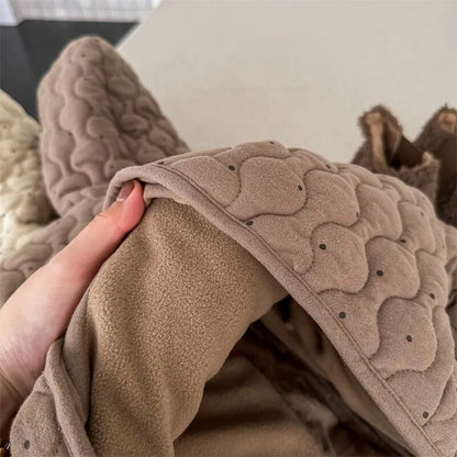 -キッズ みずたま キルティング 裏フリース フーディ ジャケット コート アウター - mamahalo shop - ショートコート・ジャケット・ジャンパー -  べビー服 - 子供服 - 男の子 - 女の子