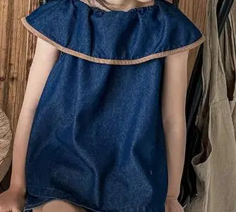 -キッズトップス デニム ビッグサークル襟 ノースリーブブラウス 2カラー【mh0005437】 - mamahalo shop - タンクトップ・キャミソール・ノースリーブトップス -  べビー服 - 子供服 - 男の子 - 女の子