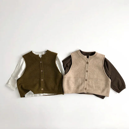 -キッズベスト シンプルベーシックチョッキベスト 2カラー【mh0007005】 - mamahalo shop - ベスト -  べビー服 - 子供服 - 男の子 - 女の子