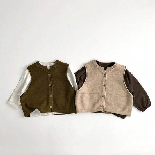 -キッズベスト シンプルベーシックチョッキベスト 2カラー【mh0007005】 - mamahalo shop - ベスト -  べビー服 - 子供服 - 男の子 - 女の子