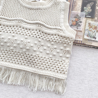 -ベビー キッズ レース ニット フリル ベスト セーター トップス - mamahalo shop - ベスト -  べビー服 - 子供服 - 男の子 - 女の子