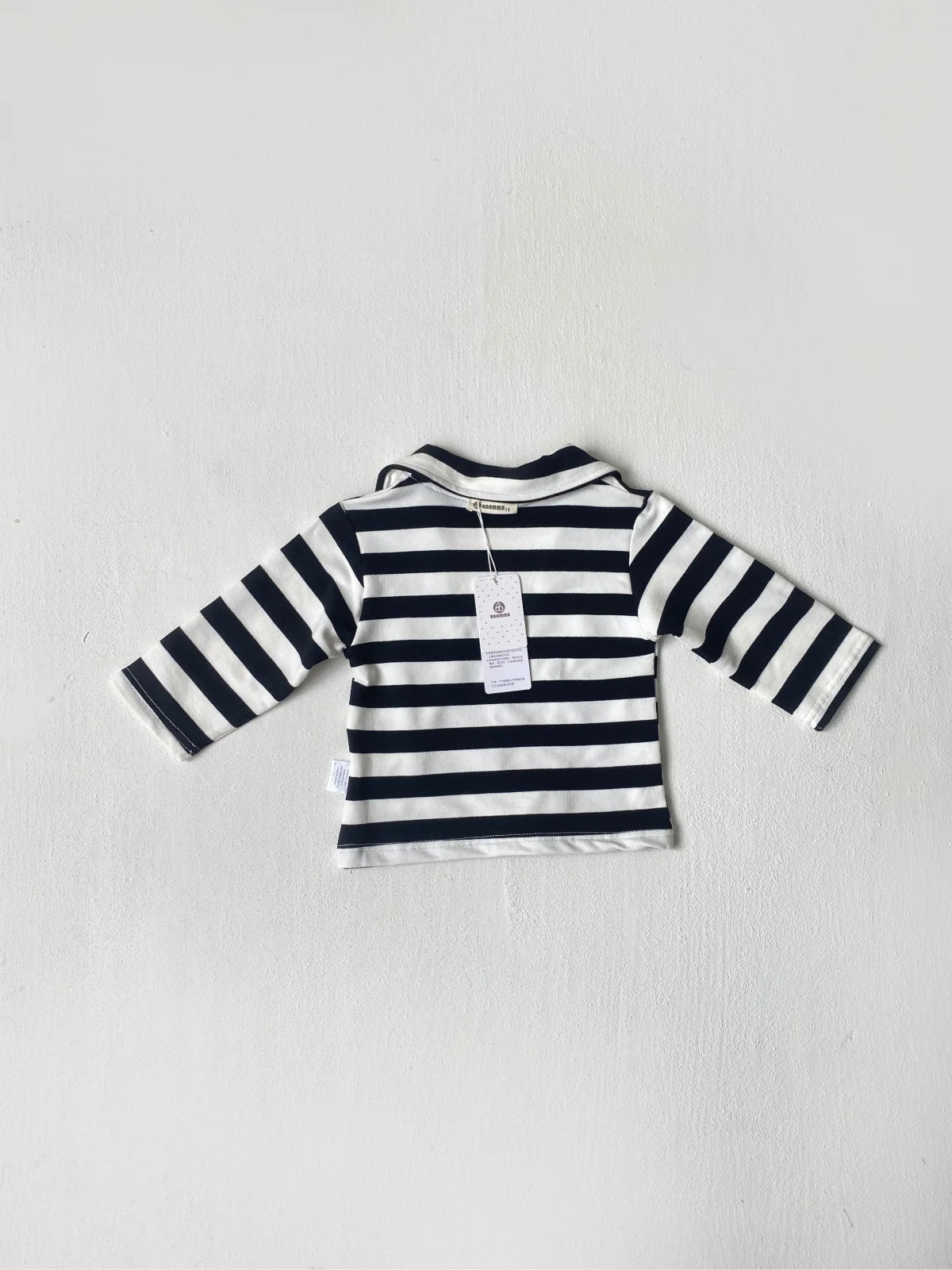 -ベビートップス ベアくまワッペンボーダー長袖ラガーシャツ 2カラー【mh0007070】 - mamahalo shop - 長袖Tシャツ -  べビー服 - 子供服 - 男の子 - 女の子