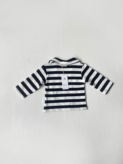 -ベビートップス ベアくまワッペンボーダー長袖ラガーシャツ 2カラー【mh0007070】 - mamahalo shop - 長袖Tシャツ -  べビー服 - 子供服 - 男の子 - 女の子