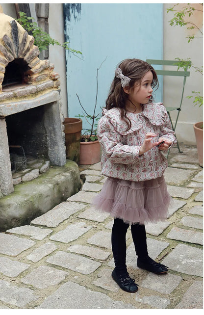 -キッズアウター コート フラワー 花柄プリントジャケット 2カラー ガールズ 女の子 子供服 - mamahalo shop - ショートコート・ジャケット・ジャンパー -  べビー服 - 子供服 - 男の子 - 女の子