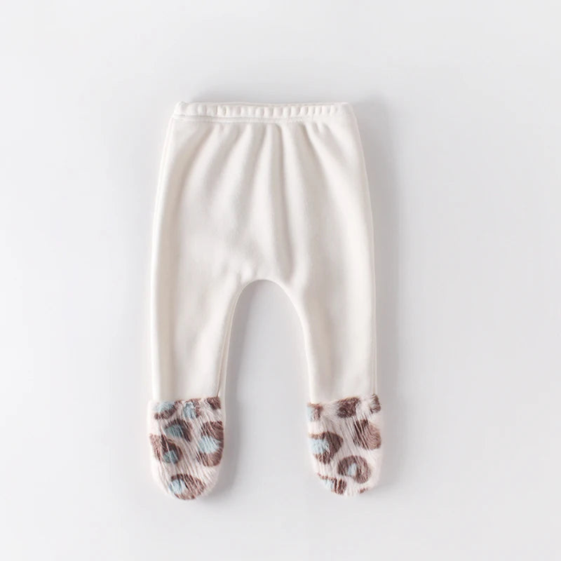 -ベビーパンツ レオパード柄ファー足つきレギンスパンツ 2カラー【mh0007001】 - mamahalo shop - レギンスパンツ -  べビー服 - 子供服 - 男の子 - 女の子