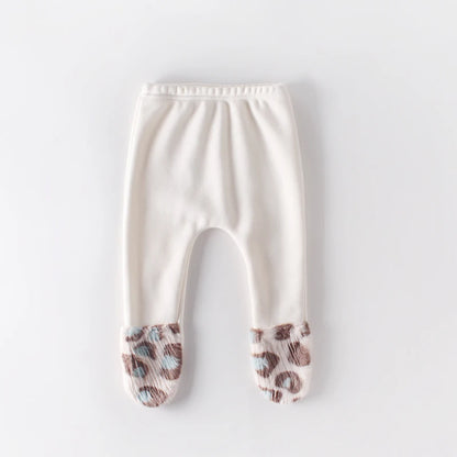 -ベビーパンツ レオパード柄ファー足つきレギンスパンツ 2カラー【mh0007001】 - mamahalo shop - レギンスパンツ -  べビー服 - 子供服 - 男の子 - 女の子