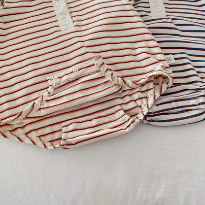 -ベビーロンパース 半袖ポロシャツボディスーツ ボーダー柄 2カラー【mh0004538】 - mamahalo shop - 半袖ロンパース -  べビー服 - 子供服 - 男の子 - 女の子