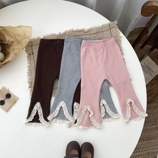 -ベビーパンツ フロントスリット レース フレア レギンスパンツ 3カラー【mh0006345】 - mamahalo shop - レギンスパンツ -  べビー服 - 子供服 - 男の子 - 女の子