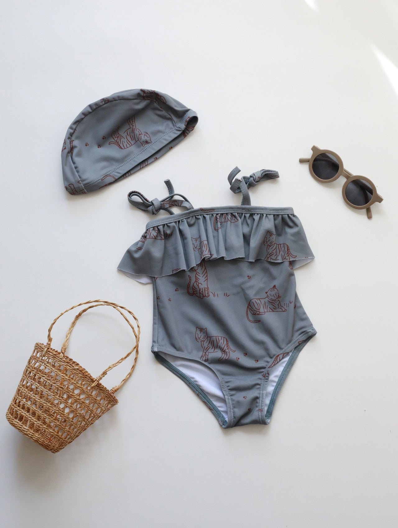 -キッズ 水着 フラワー 花柄 ノースリーブ ワンピース ビキニ セパレート 帽子 セット スイムウェア 14スタイル ガールズ【mh0002216】 - mamahalo shop - ベビー用水着 -  べビー服 - 子供服 - 男の子 - 女の子