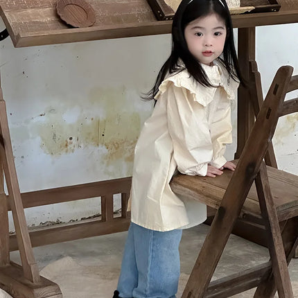 キッズパンツ フリルポケットストレートデニムパンツ ジーンズ - mamahalo shop - デニムパンツ -  べビー服 - 子供服 - 男の子 - 女の子