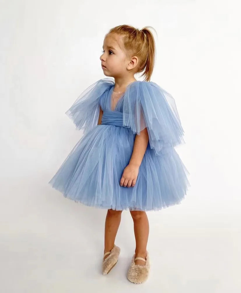 -キッズワンピース チュチュチュール シフォンドレス サマードレス ウェディング パーティドレス 3カラー【mh0005755】 - mamahalo shop - ノースリーブワンピース -  べビー服 - 子供服 - 男の子 - 女の子