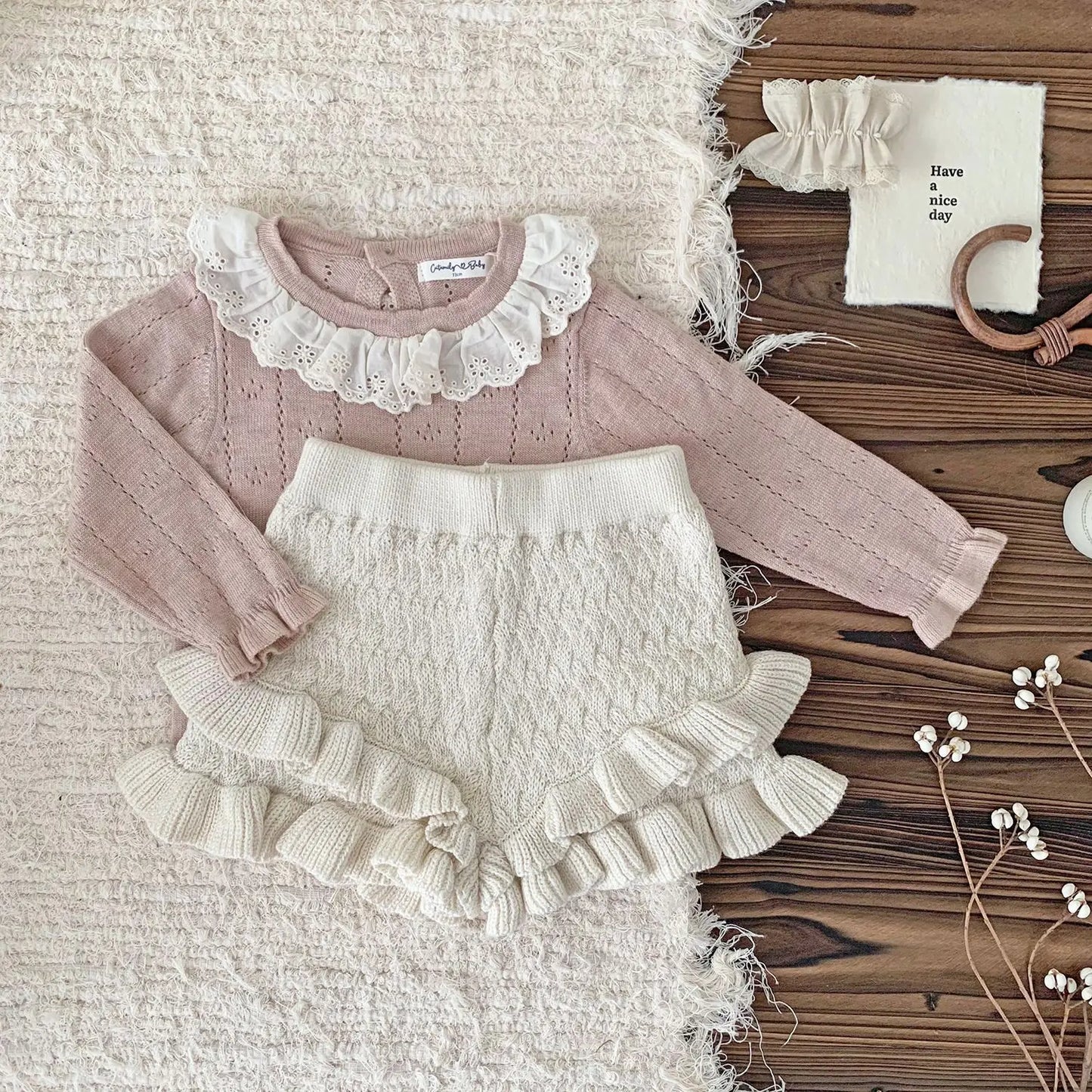 -ベビーキッズパンツ ダブルフリルニットショートパンツ 3カラー - mamahalo shop - ハーフパンツ・ショートパンツ -  べビー服 - 子供服 - 男の子 - 女の子