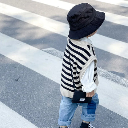 -キッズベスト ニットベスト ボーダー ルーズ - mamahalo shop - ベスト -  べビー服 - 子供服 - 男の子 - 女の子