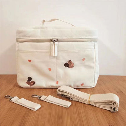 -キャンバス 刺繍 ベビーカー バッグ おむつポーチ ままバッグ マザーズバッグ ストローラー バニティ ケース - mamahalo shop - マザーズバッグ -  べビー服 - 子供服 - 男の子 - 女の子