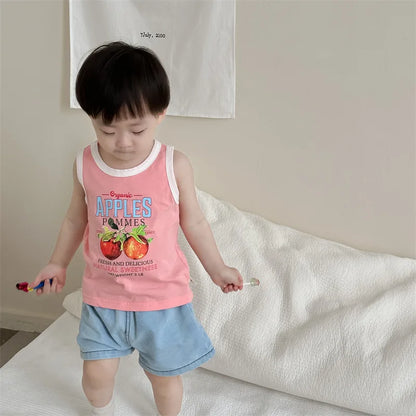 -ベビートップス/パンツ タンクトップ/デニムショートパンツ【mh0006276】 - mamahalo shop - ノースリーブセットアップ -  べビー服 - 子供服 - 男の子 - 女の子