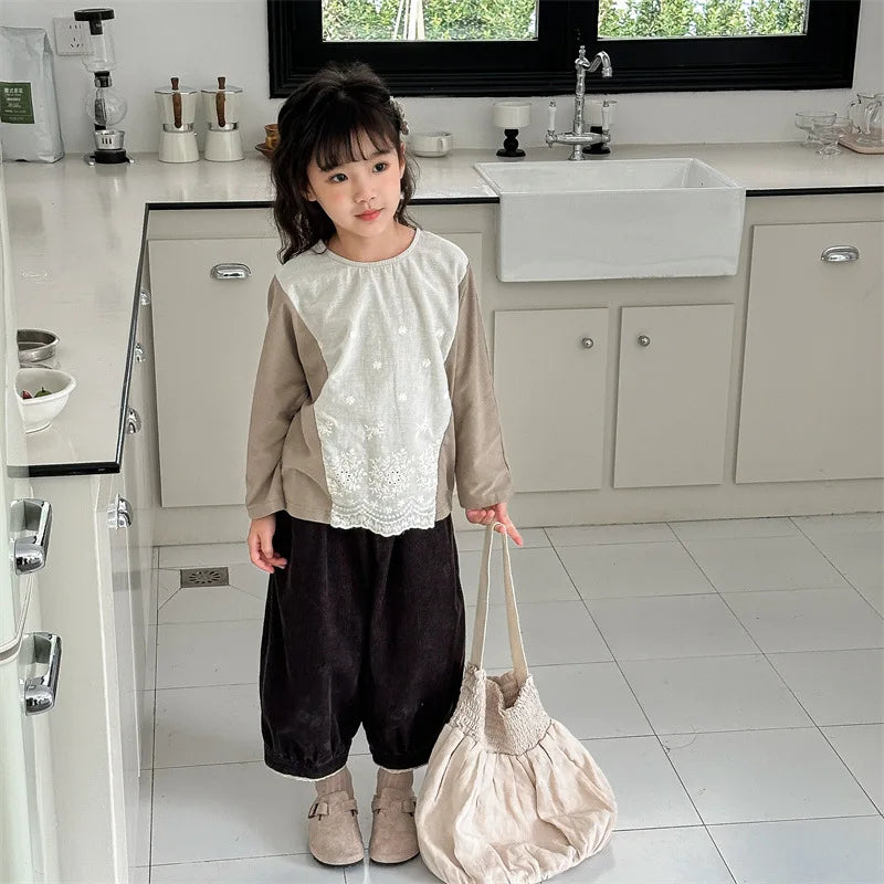 -キッズトップス 長袖パッチワークTシャツ 2カラー - mamahalo shop - 長袖Tシャツ -  べビー服 - 子供服 - 男の子 - 女の子