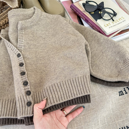 -キッズ ニット シンプル ベーシック カーディガン ユニセックス - mamahalo shop - カーディガン・パーカー -  べビー服 - 子供服 - 男の子 - 女の子