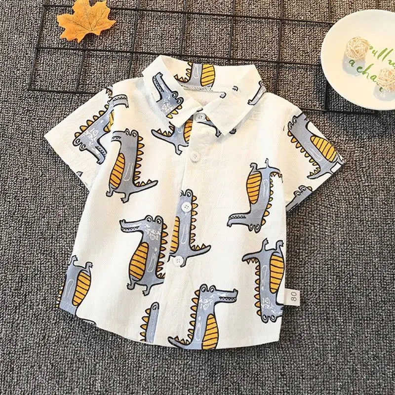 -キッズトップス プリント半袖シャツ タイガー虎 くまベア パンダ ワニ - mamahalo shop - 半袖シャツ・ブラウス -  べビー服 - 子供服 - 男の子 - 女の子