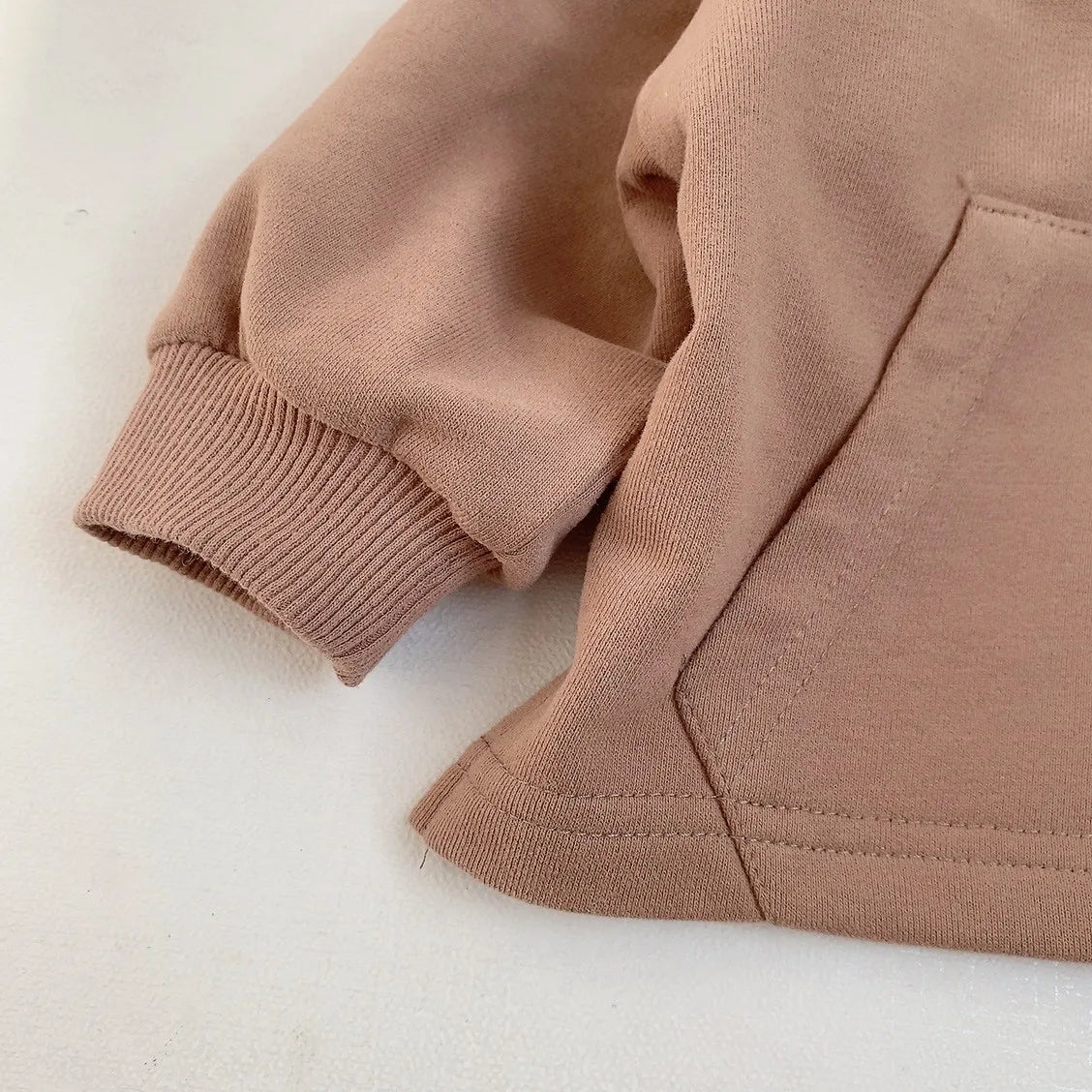 -ベビートップス くま耳フーディパーカー スウェットシャツ ベージュ ブラウン 2カラー - mamahalo shop - カーディガン・パーカー -  べビー服 - 子供服 - 男の子 - 女の子