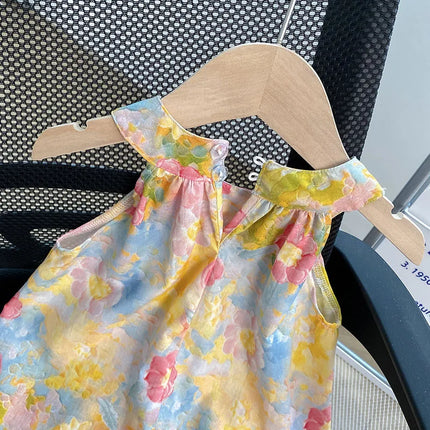 ☺︎ キッズワンピース ノースリーブサマードレス フラワー花柄プリント - mamahalo shop - ノースリーブワンピース -  べビー服 - 子供服 - 男の子 - 女の子