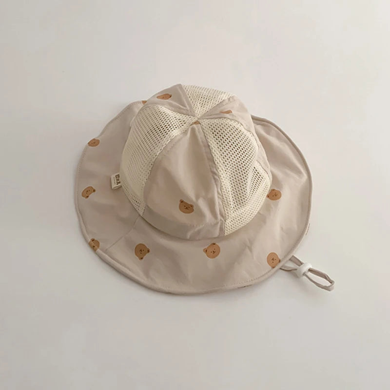 -ベビー帽子 メッシュ バケットハット 日除け帽子 サマーハット ベアくまプリント【mh0005667】 - mamahalo shop - ベビー用帽子 -  べビー服 - 子供服 - 男の子 - 女の子