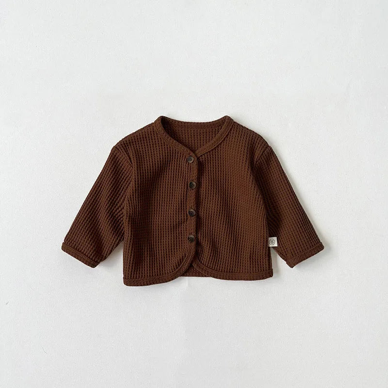 -ベビーカーディガン ワッフル シンプルベーシック カーディガンジャケット 3カラー【mh0004153】 - mamahalo shop - カーディガン・パーカー -  べビー服 - 子供服 - 男の子 - 女の子