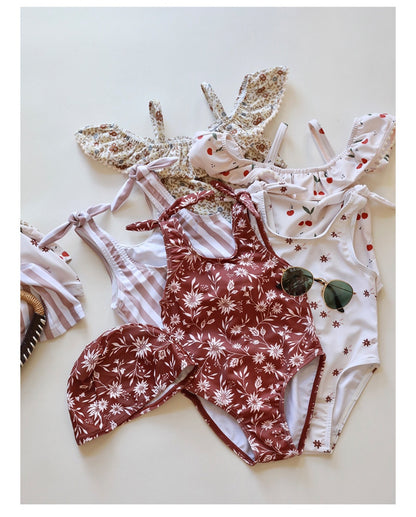 -キッズ 水着 フラワー 花柄 ノースリーブ ワンピース ビキニ セパレート 帽子 セット スイムウェア 14スタイル ガールズ【mh0002216】 - mamahalo shop - ベビー用水着 -  べビー服 - 子供服 - 男の子 - 女の子