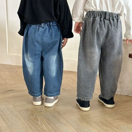 -キッズパンツ ルーズロングデニムパンツ ジーンズ2カラー - mamahalo shop - デニムパンツ -  べビー服 - 子供服 - 男の子 - 女の子