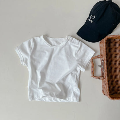 -ベビートップス/パンツ 半袖ボーダー無地Tシャツ/サスペンダーショートパンツ - mamahalo shop - サロペットパンツ・サスペンダーパンツ -  べビー服 - 子供服 - 男の子 - 女の子