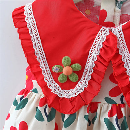 -ベビーワンピース ノースリーブワンピース デイジーフラワープリント 2カラー【mh0005690】 - mamahalo shop - ノースリーブワンピース -  べビー服 - 子供服 - 男の子 - 女の子