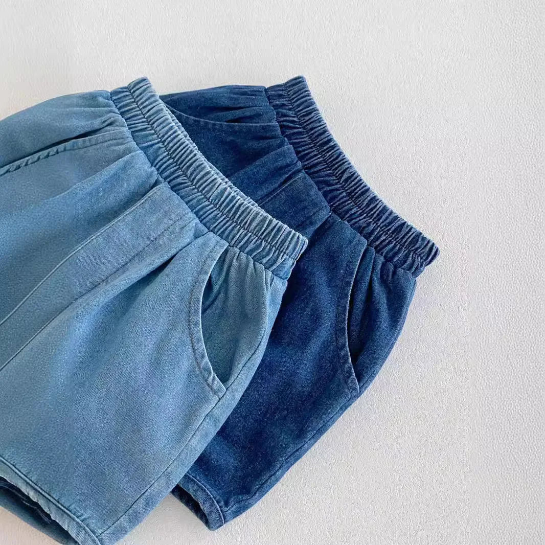 -キッズパンツ デニムショートパンツ シンプルベーシック 2カラー【mh0006184】 - mamahalo shop - ハーフパンツ・ショートパンツ -  べビー服 - 子供服 - 男の子 - 女の子