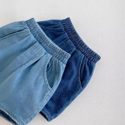 -キッズパンツ デニムショートパンツ シンプルベーシック 2カラー【mh0006184】 - mamahalo shop - ハーフパンツ・ショートパンツ -  べビー服 - 子供服 - 男の子 - 女の子