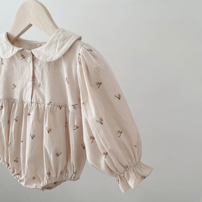 -ベビーロンパース 長袖パフスリーブボディスーツ 丸襟 フラワー小花柄プリント【mh0004667】 - mamahalo shop - 長袖ロンパース -  べビー服 - 子供服 - 男の子 - 女の子