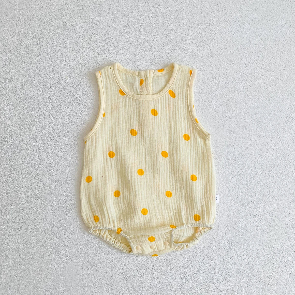 -ベビーロンパース ノースリーブボディスーツ 月ムーン/洋梨/オリーブ/水玉ドットプリント【mh0005689】 - mamahalo shop - ノースリーブロンパース -  べビー服 - 子供服 - 男の子 - 女の子