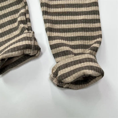 -キッズ レギンスパンツ ボーダー シンプル ベーシック カーキ ブラック 2カラー ユニセックス 男の子 女の子 子供服【mh0003013】 - mamahalo shop - レギンスパンツ -  べビー服 - 子供服 - 男の子 - 女の子